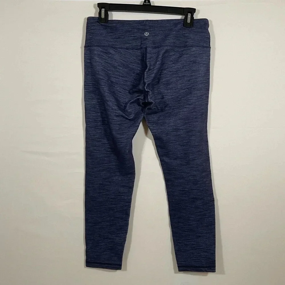 Lululemon Wunder Under Navy Blue Heathered Cropped Capri Leggings 8